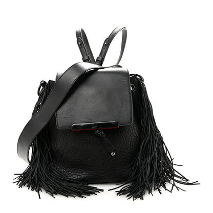 Christian Louboutin Pebbled Calfskin Fringe Lucky L Convertible Backpack Black 1 of 15