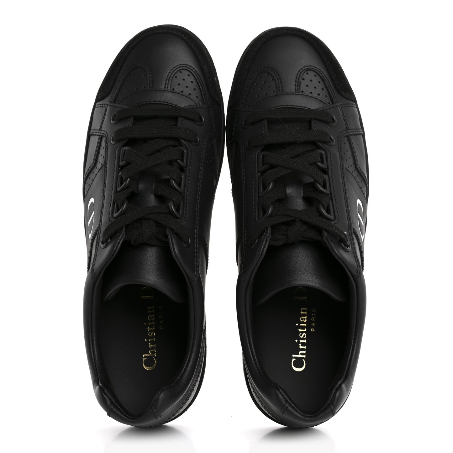 Calfskin Suede Logo Sneakers 37 Black