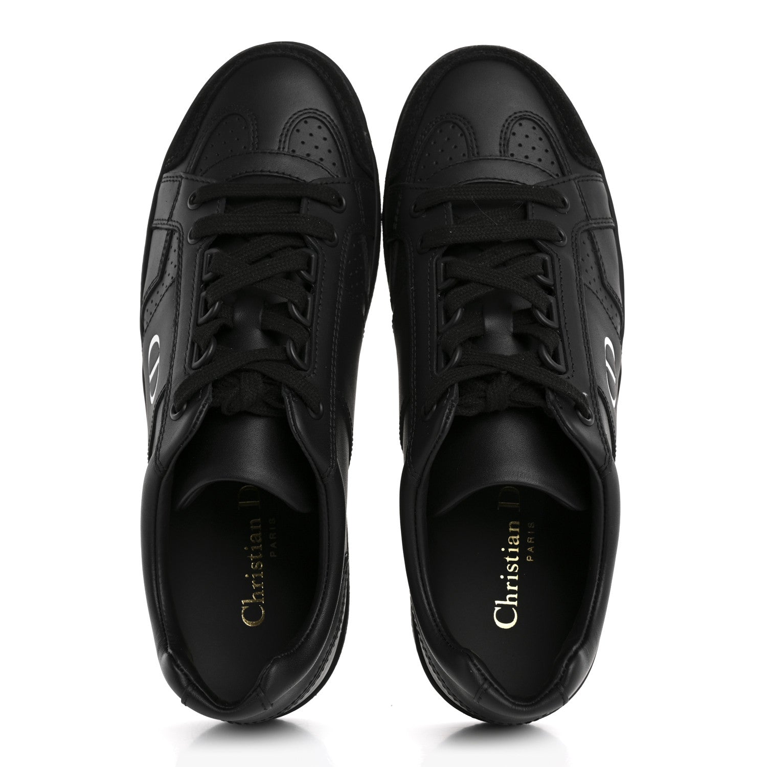 Christian Dior Calfskin Suede Logo Sneakers 37 Black 2 of 10