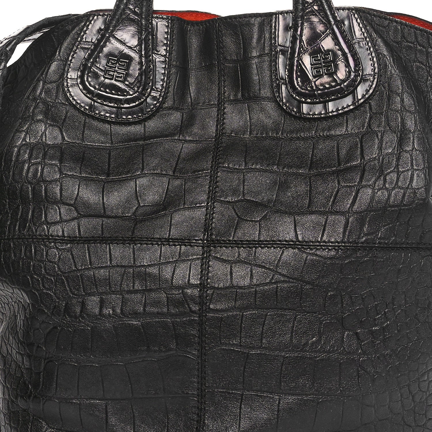 Givenchy Calfskin Crocodile Embossed Nightingale North South Tote Black 7 of 9