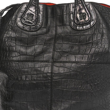 Givenchy Calfskin Crocodile Embossed Nightingale North South Tote Black 7 of 9