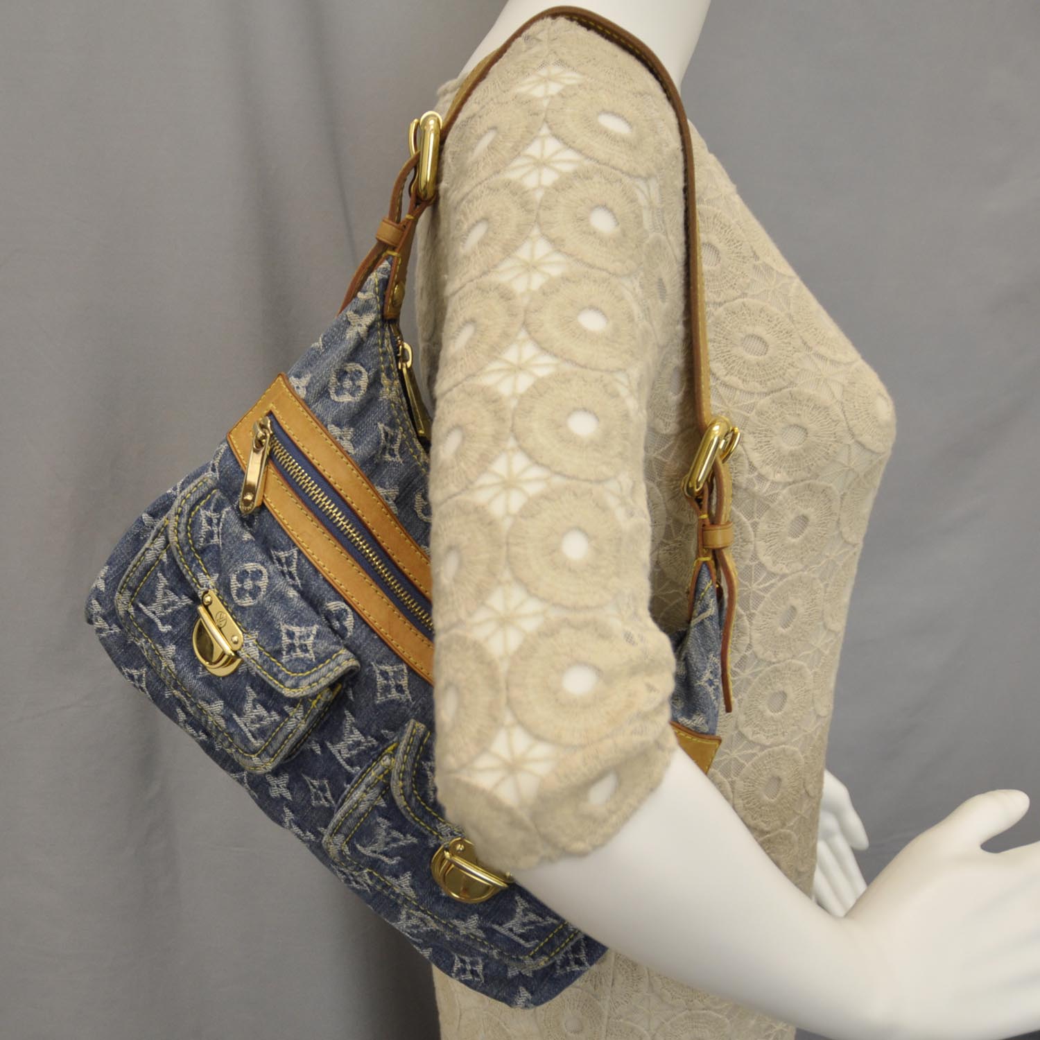 Louis Vuitton Monogram Denim Baggy PM Blue 2 of 10