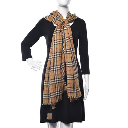 Burberry Wool Silk Gauze Vintage Check Scarf Antique Yellow 2 of 7