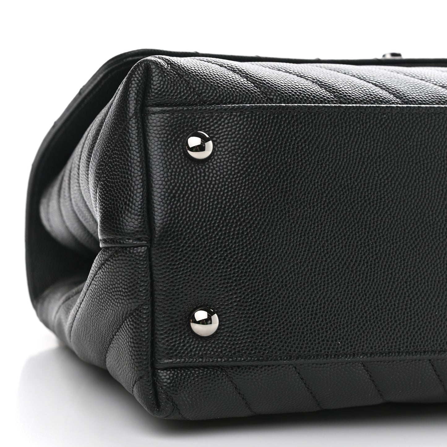 Caviar Chevron Quilted Small Coco Handle Flap Black