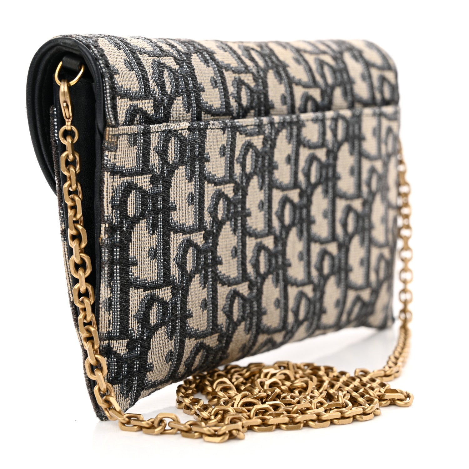 Christian Dior Oblique Saddle Chain Wallet Blue 5 of 14