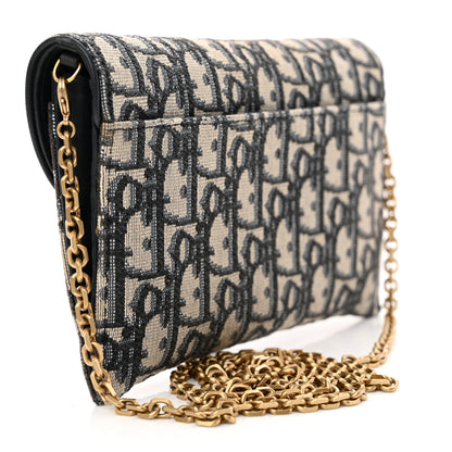 Christian Dior Oblique Saddle Chain Wallet Blue 5 of 14