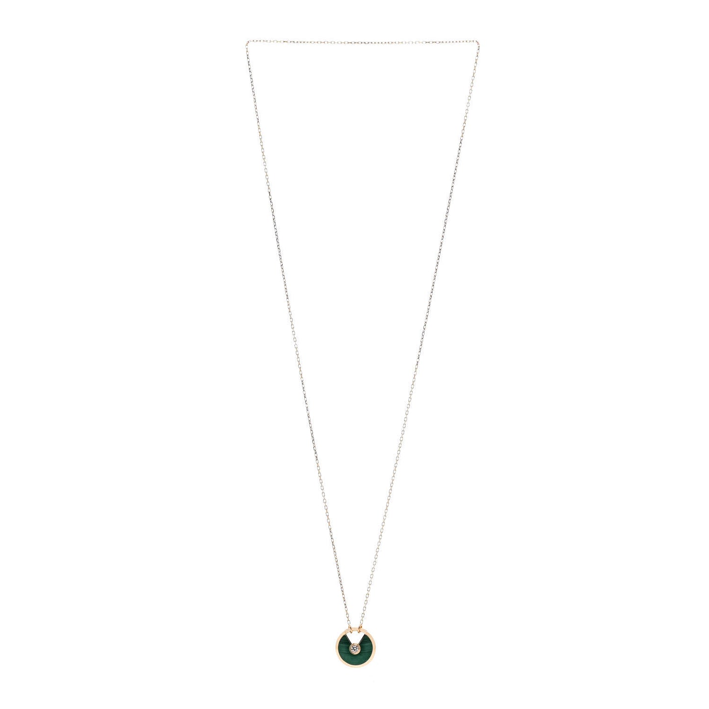 18K Pink Gold Diamond Malachite SM Amulette de Cartier Pendant Necklace