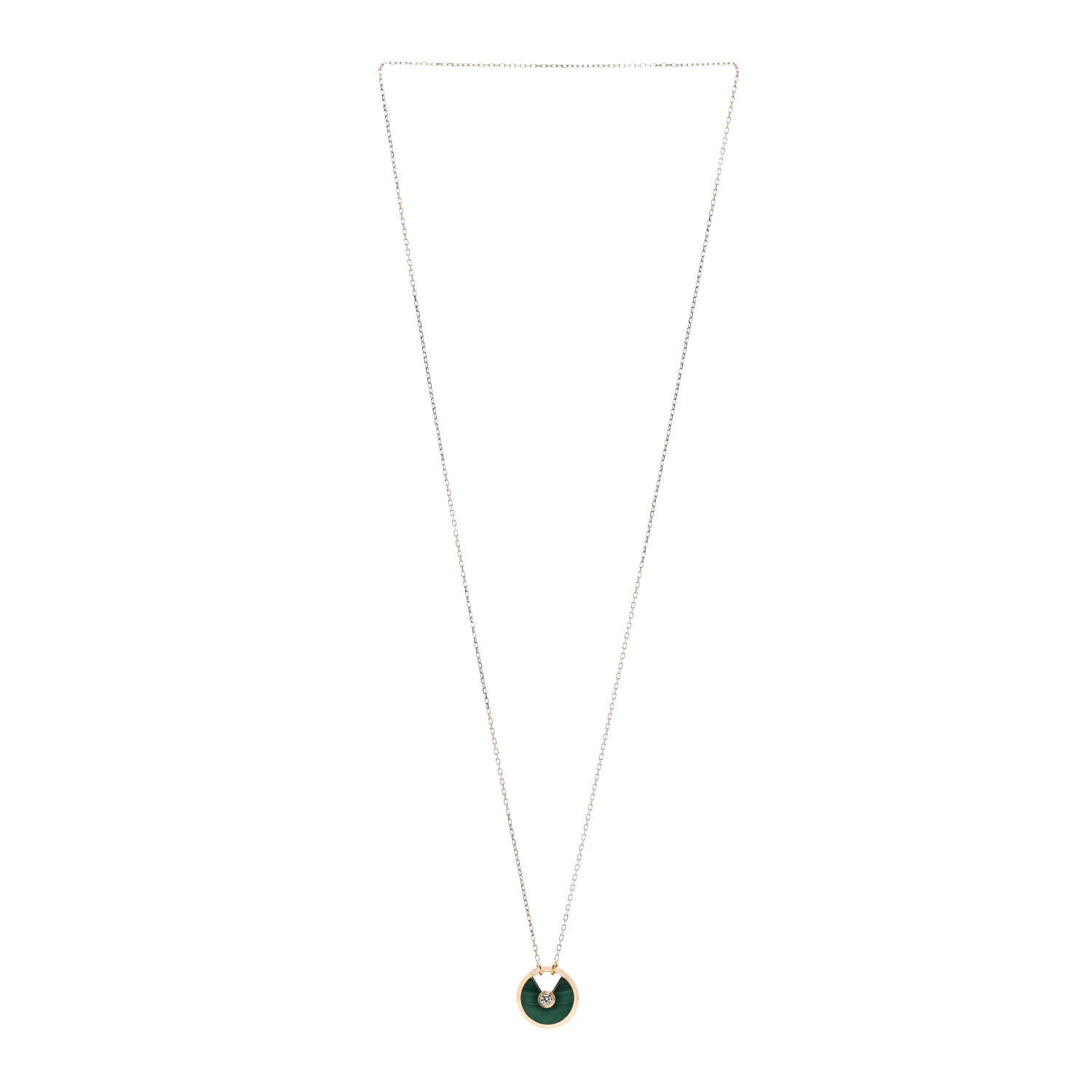 Cartier 18K Pink Gold Diamond Malachite SM Amulette de Cartier Pendant Necklace 3 of 5