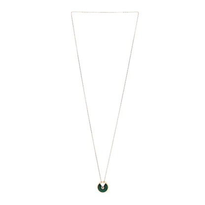 Cartier 18K Pink Gold Diamond Malachite SM Amulette de Cartier Pendant Necklace 3 of 5
