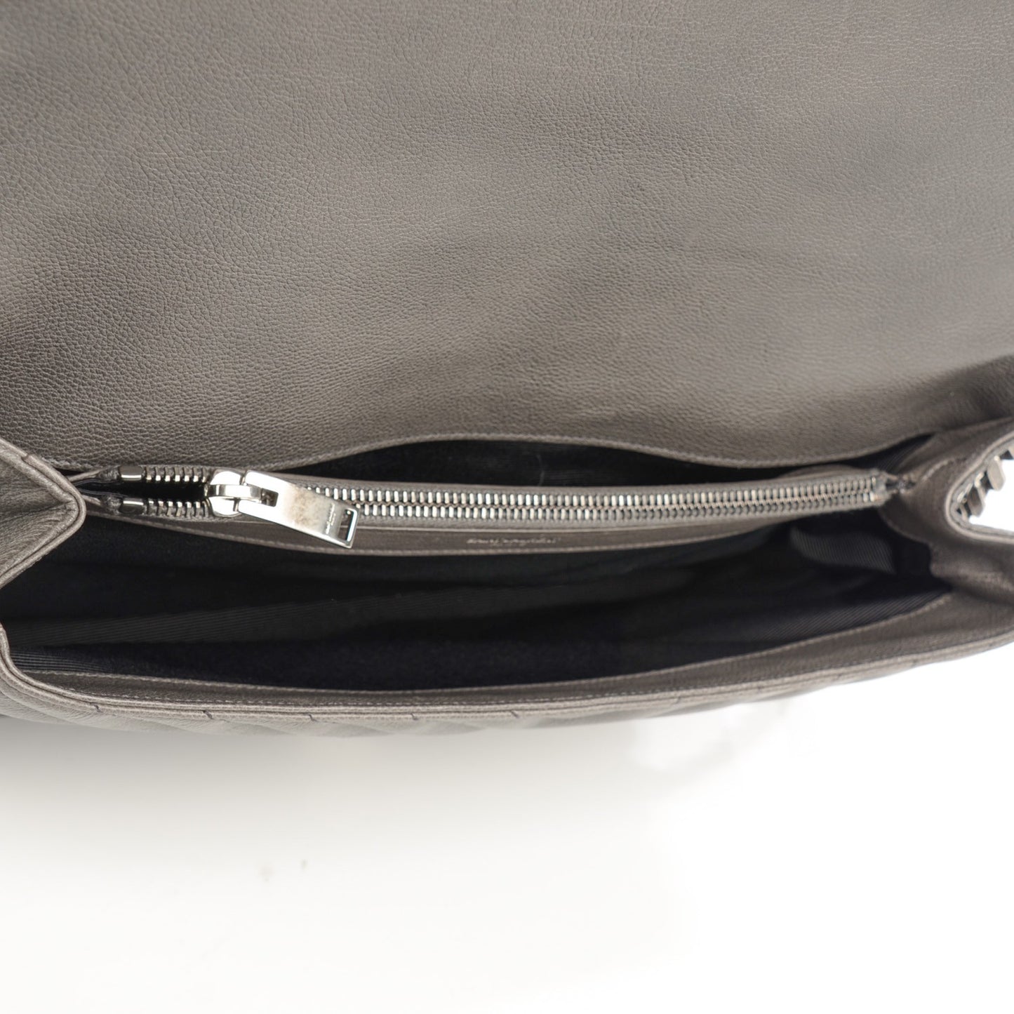 Grain De Poudre Matelasse Chevron Large Satchel Grey