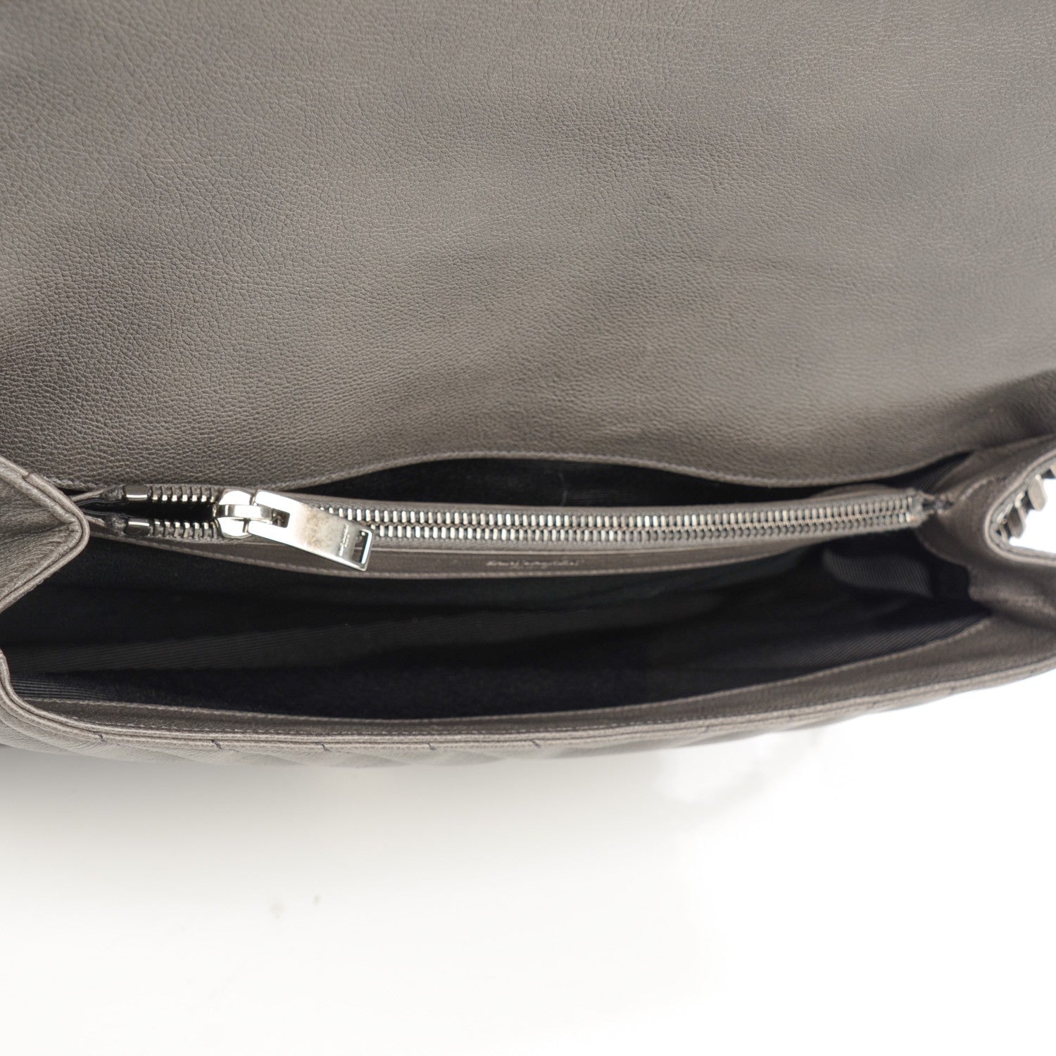 Saint Laurent Grain De Poudre Matelasse Chevron Large Satchel Grey 6 of 10