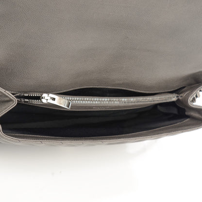 Saint Laurent Grain De Poudre Matelasse Chevron Large Satchel Grey 6 of 10