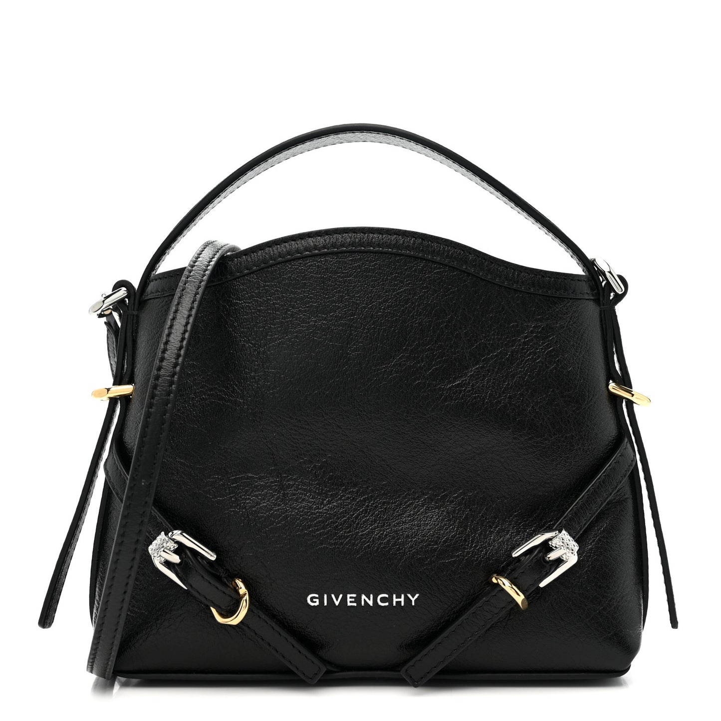 Tumbled Calfskin Nano Voyou Bag Black