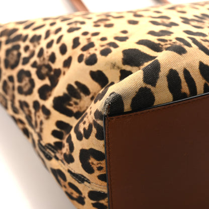Valentino Garavani Canvas Nappa Leopard Print Rockstud Tote Brown 8 of 14