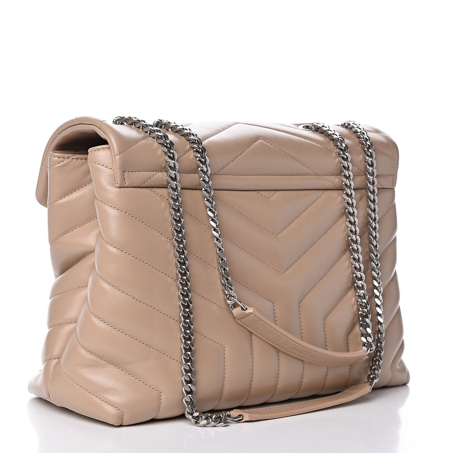 Calfskin Y Quilted Monogram Medium Loulou Chain Satchel Nude Powder