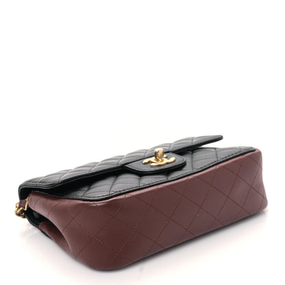 Chanel Calfskin Quilted Small Strap Into Flap Bag Black Burgundy 4 of 9