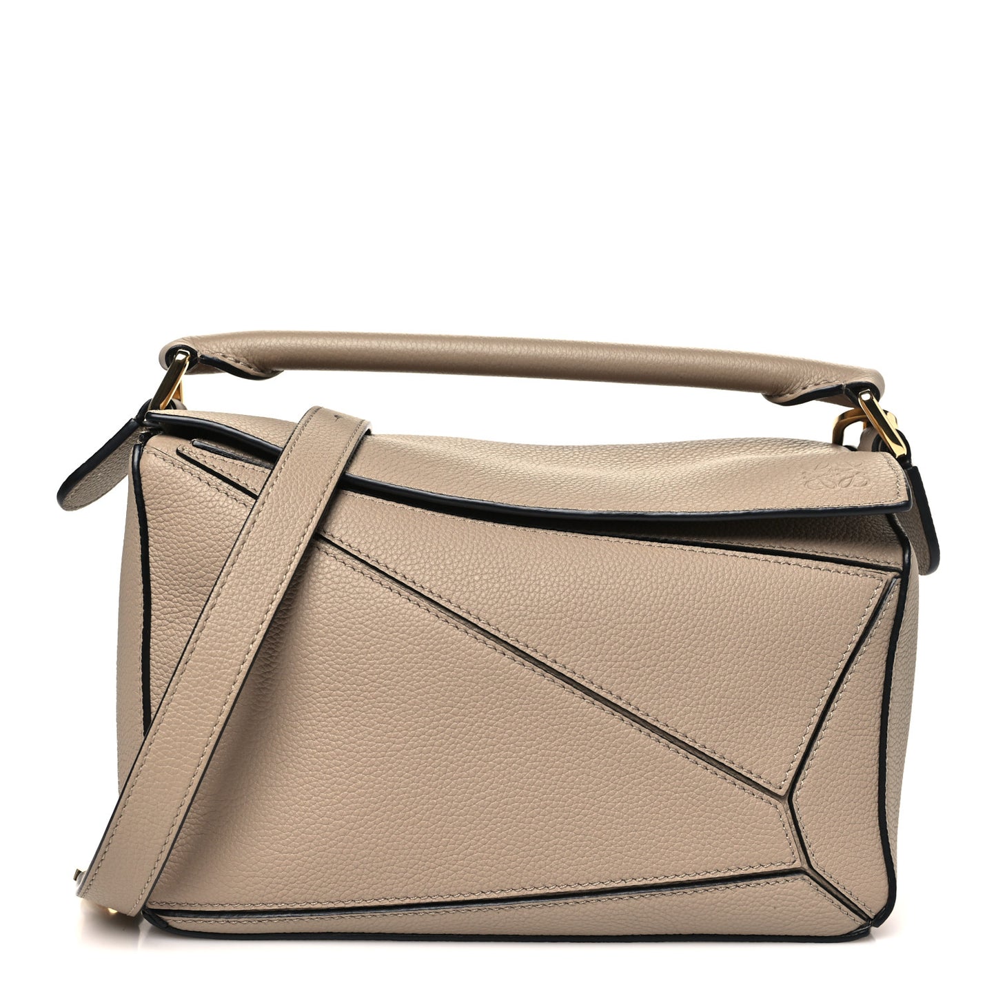 Grained Calfskin Small Puzzle Bag Sand