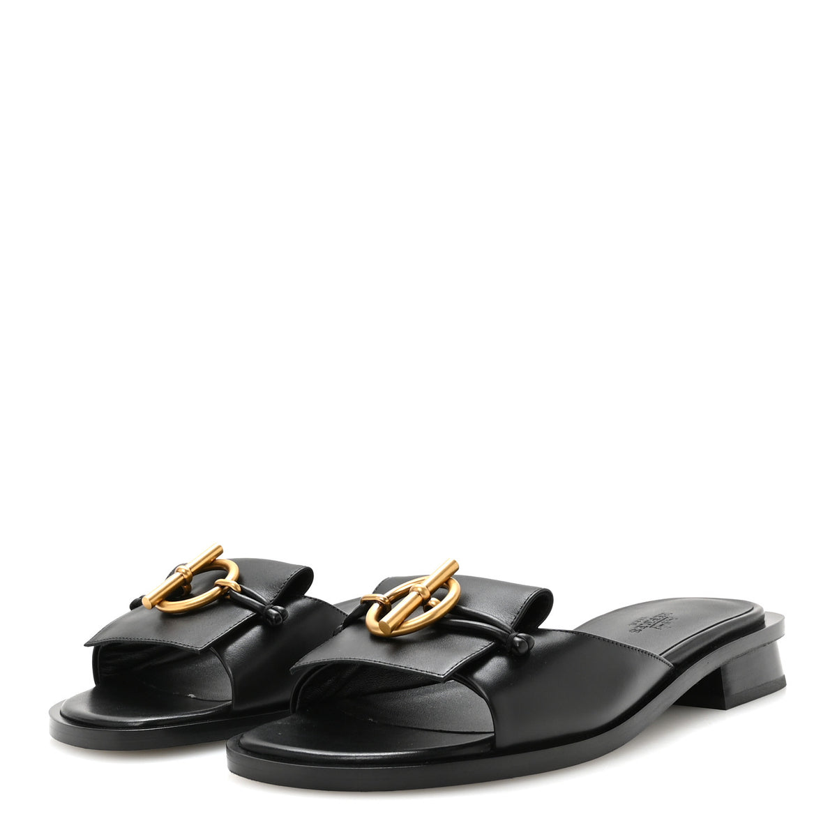 Hermes Calfskin Isle Sandals 36.5 Black 4 of 9