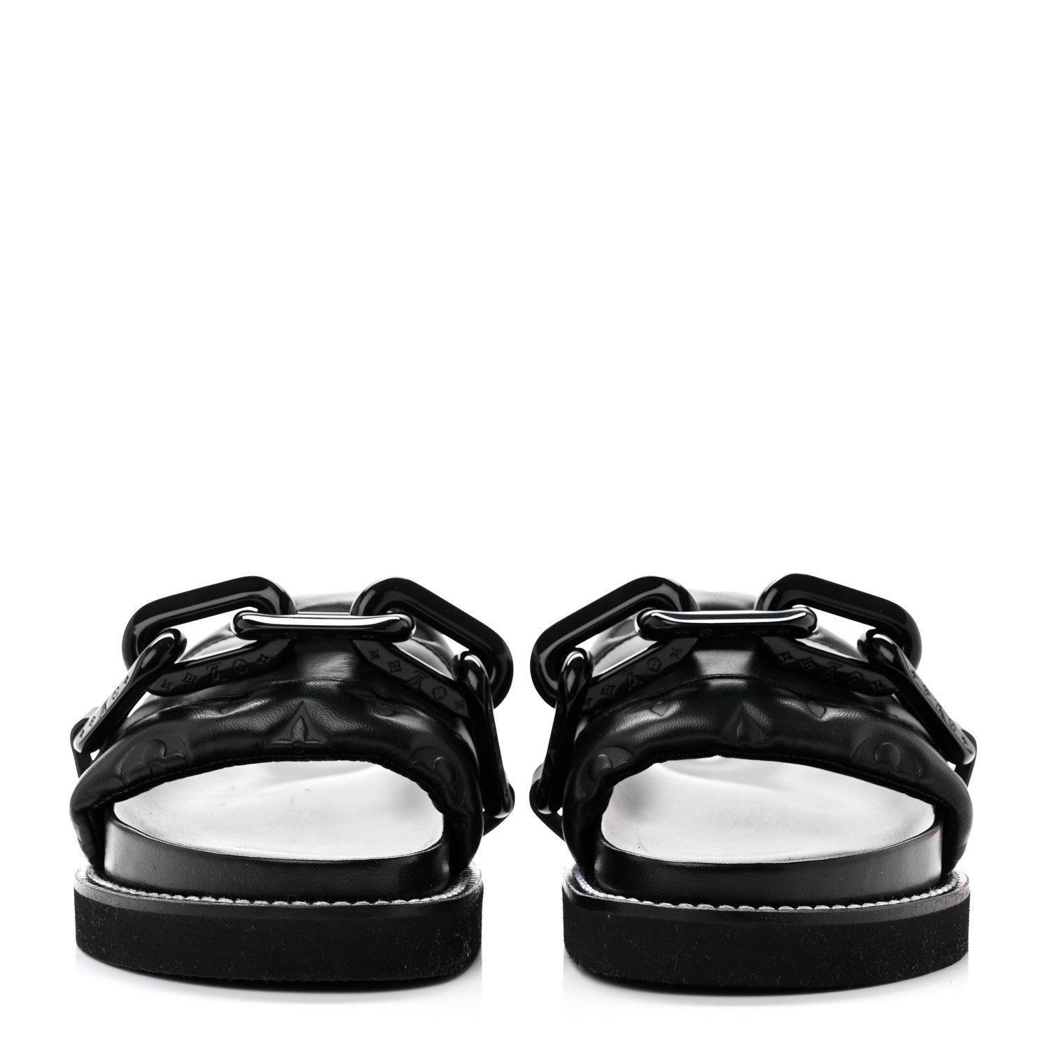 Louis Vuitton Calfskin Embossed Monogram Sunset Flat Comfort Mule 36 Black 2 of 9