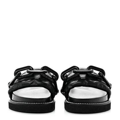 Louis Vuitton Calfskin Embossed Monogram Sunset Flat Comfort Mule 36 Black 2 of 9