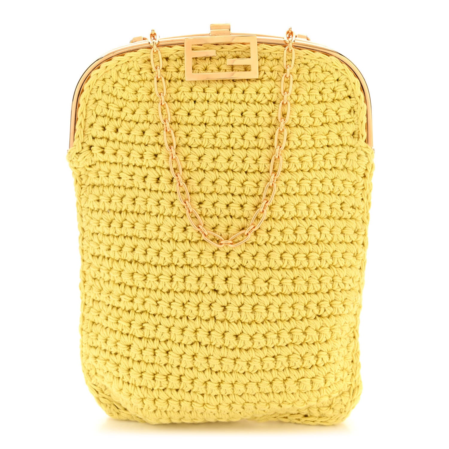 Fendi Fabric Crochet Baguette Phone Bag Giallo 1 of 10