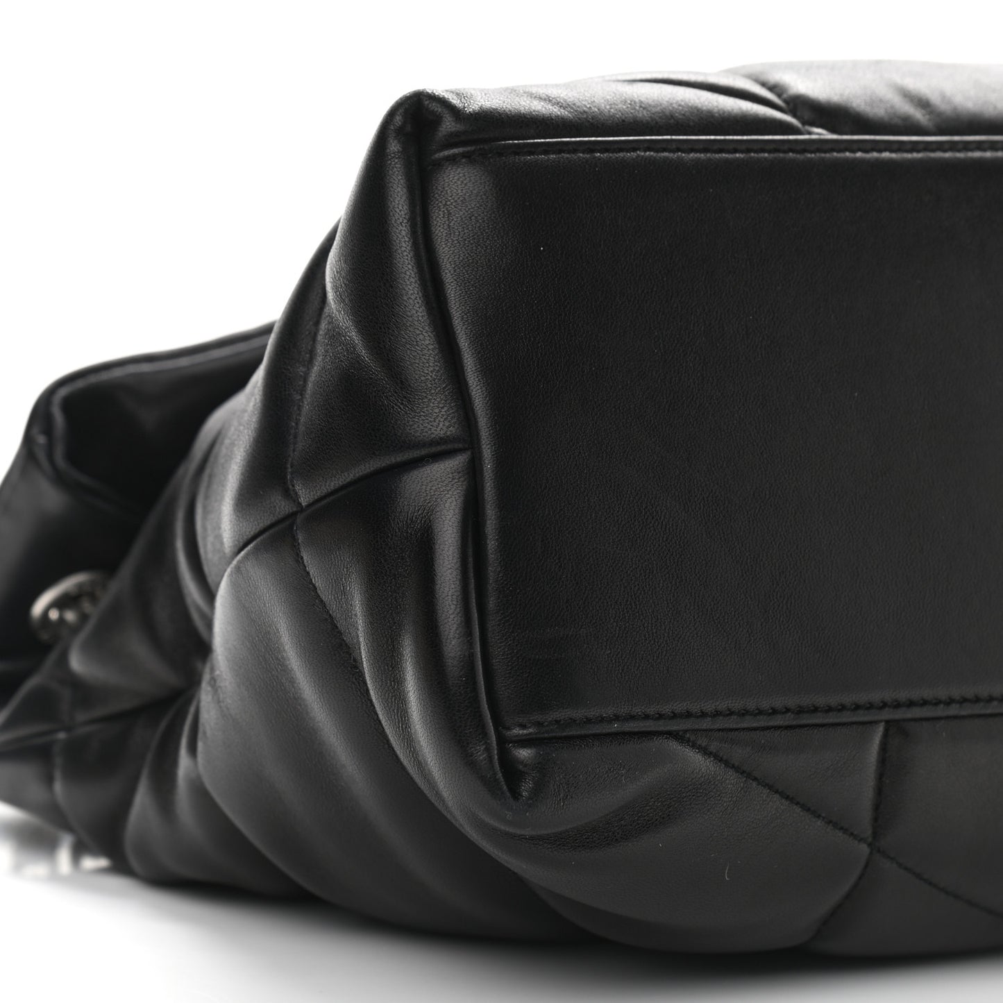 Lambskin Quilted Medium Loulou Puffer Monogram Chain Satchel Black
