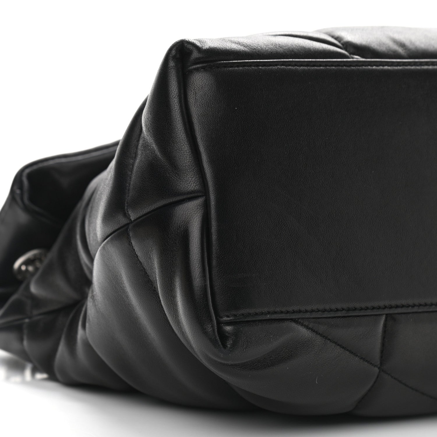 Saint Laurent Lambskin Quilted Medium Loulou Puffer Monogram Chain Satchel Black 8 of 9