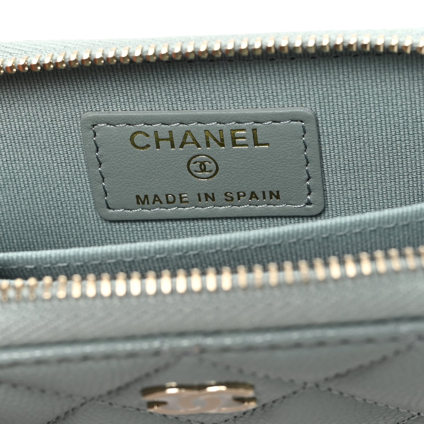 Caviar Quilted Zip Around Coin Purse Wallet Grey