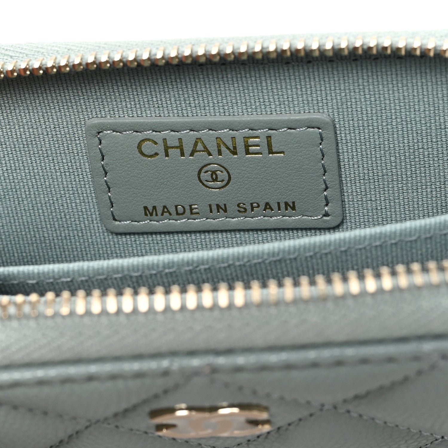 Chanel Caviar Quilted Zip Around Coin Purse Wallet Grey 6 of 7