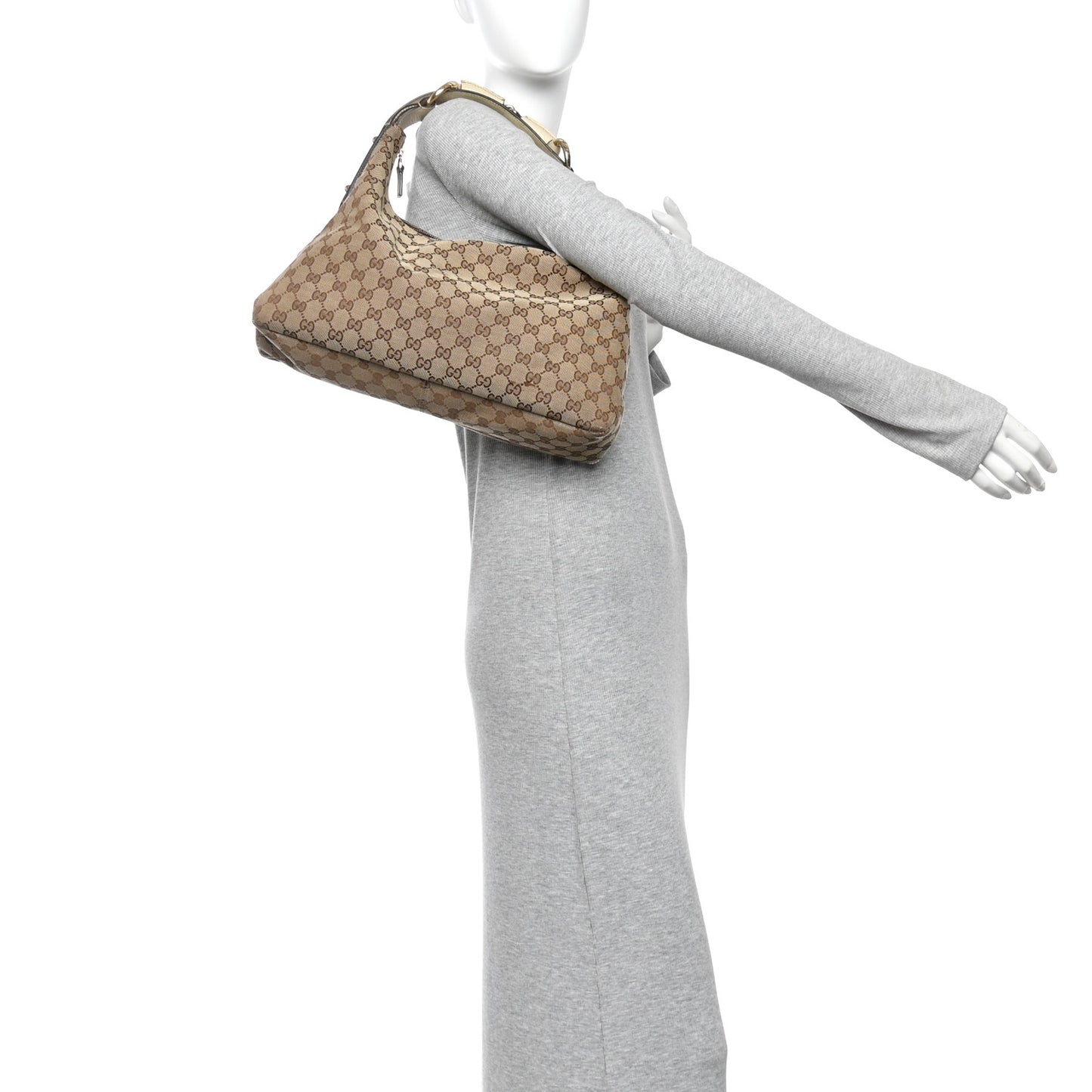 Monogram Medium Horsebit Chain Hobo Off White