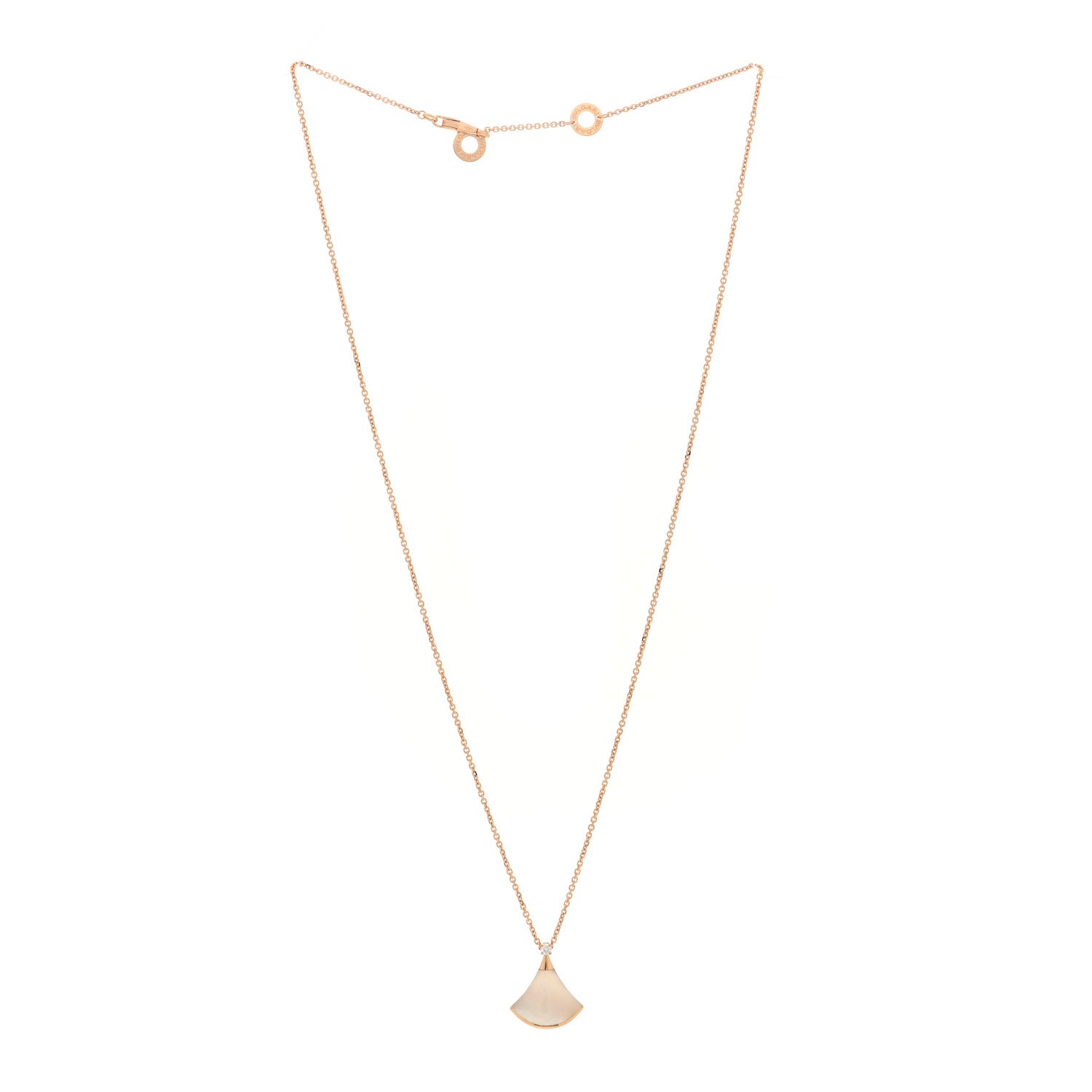Bulgari 18K Rose Gold Diamond Mother of Pearl Small Divas' Dream Pendant Necklace 3 of 5