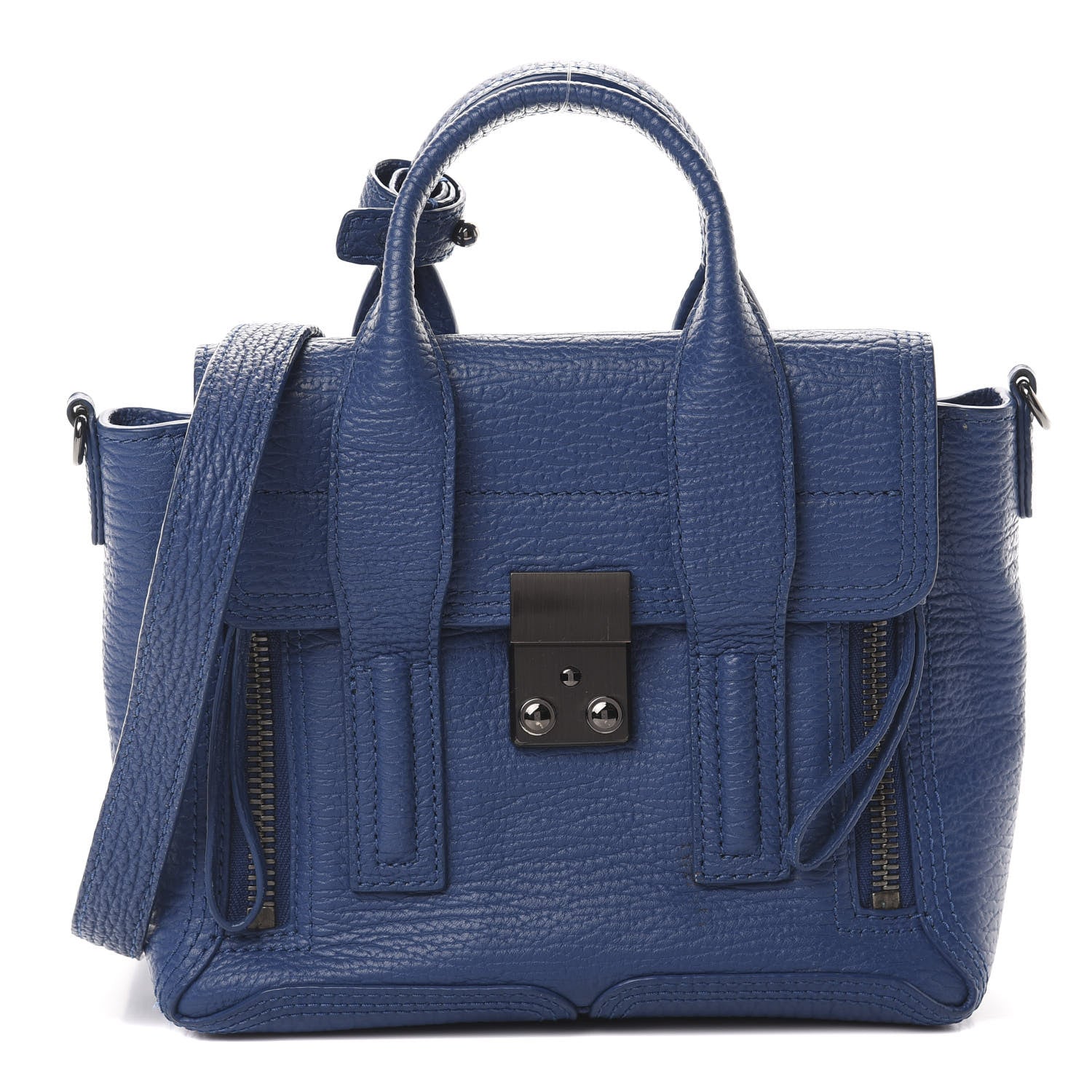 3.1 Phillip Lim 3.1 Textured Calfskin Mini Pashli Satchel Cobalt 1 of 11