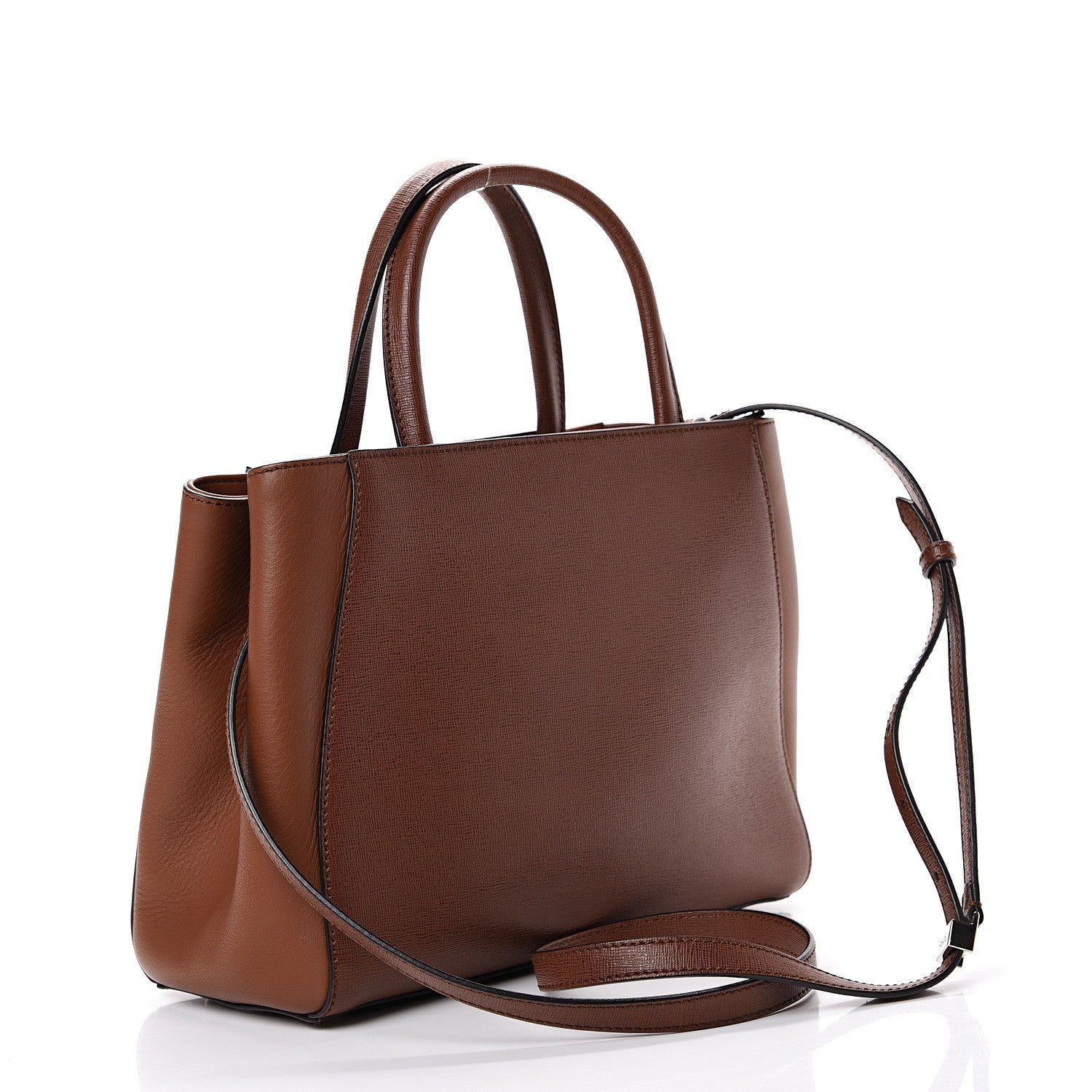 Fendi Vitello Elite Petite 2Jours Tote Walnut 2 of 9