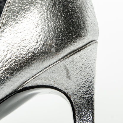 Saint Laurent Metallic Calfskin Jane 110 Ankle Strap Sandals 36.5 Silver 7 of 10