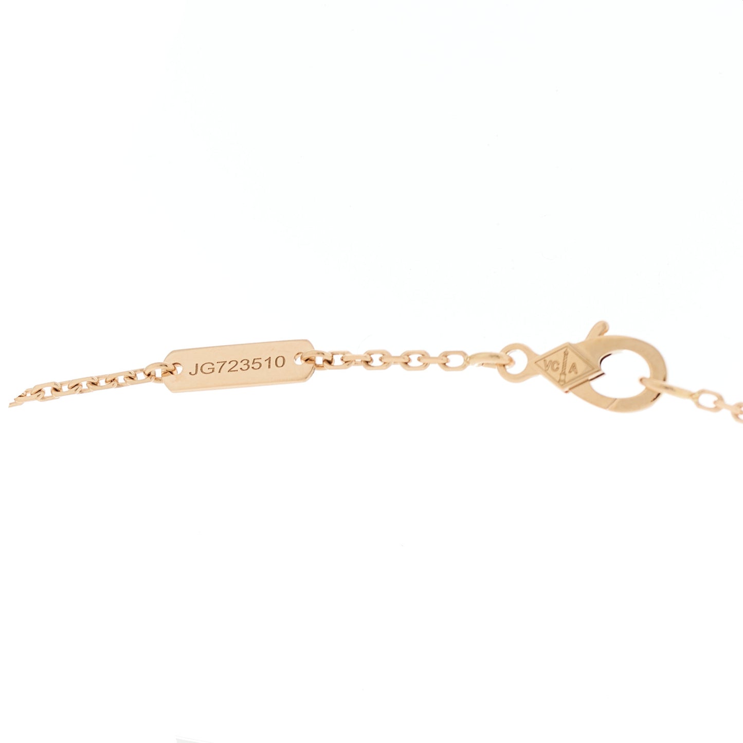 18K Rose Gold Diamond Pink Mother of Pearl Vintage Alhambra Pendant Necklace