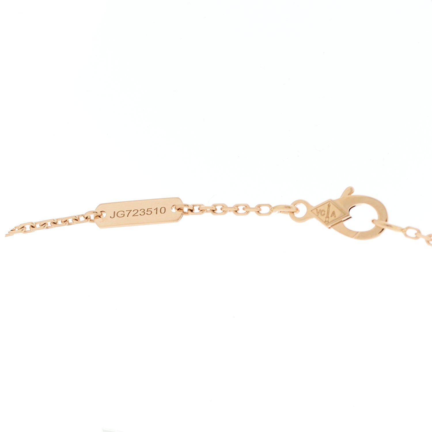 Van Cleef & Arpels 18K Rose Gold Diamond Pink Mother of Pearl Vintage Alhambra Pendant Necklace 5 of 6