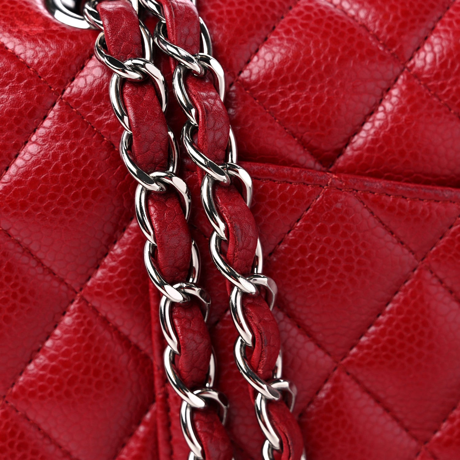 Chanel Caviar Quilted Medium Double Flap Dark Red 19 of 20