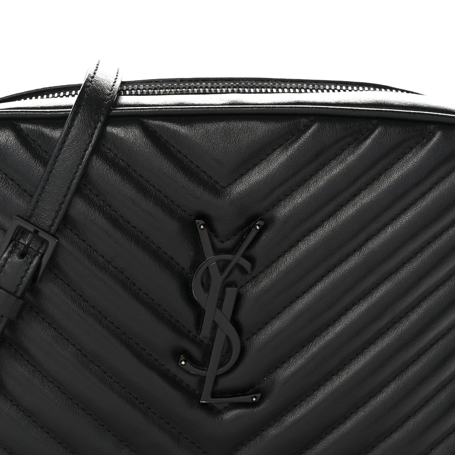 Saint Laurent Calfskin Matelasse Monogram Monochrome Lou Camera Bag Black 8 of 10