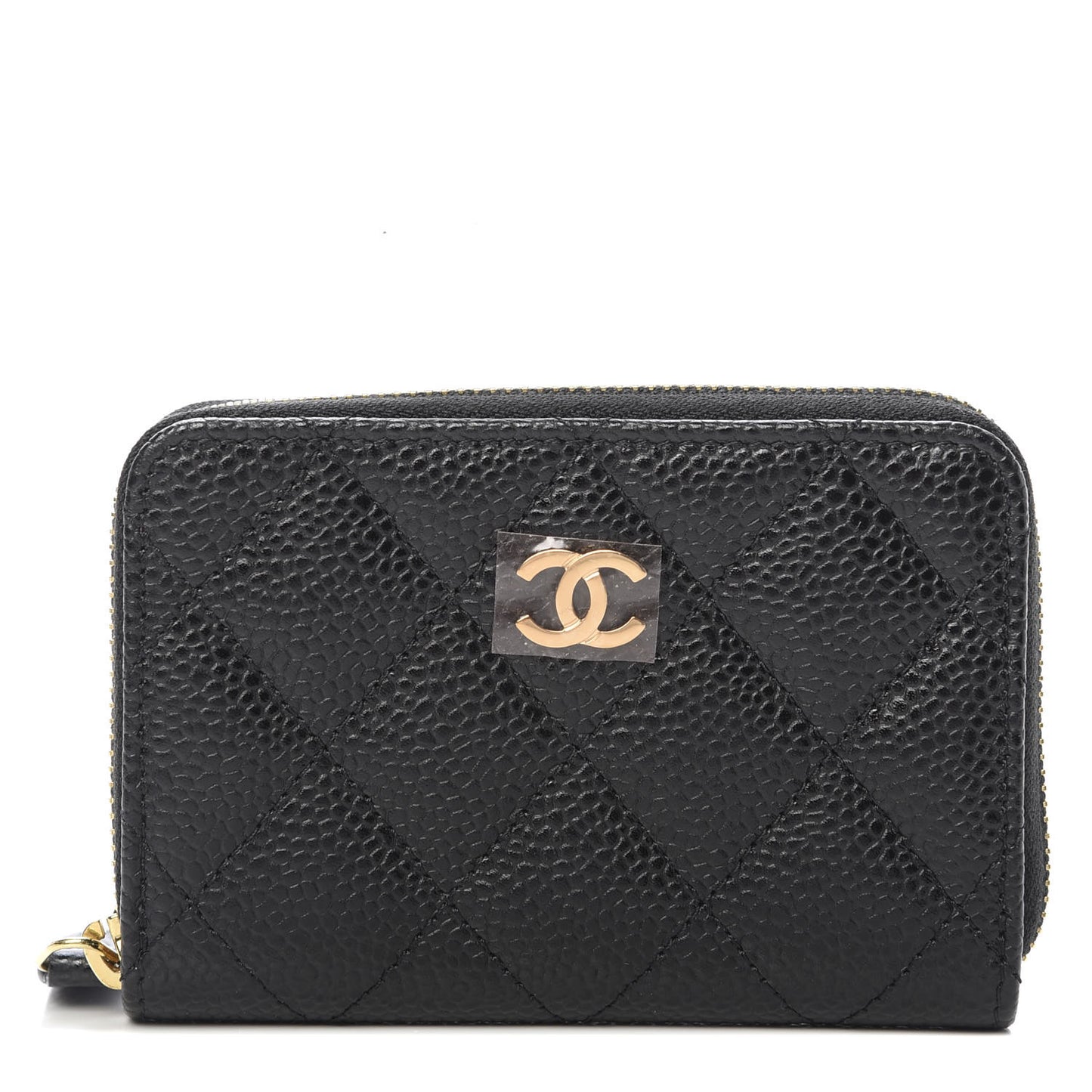 Caviar Quilted Zip Coin Purse Black
