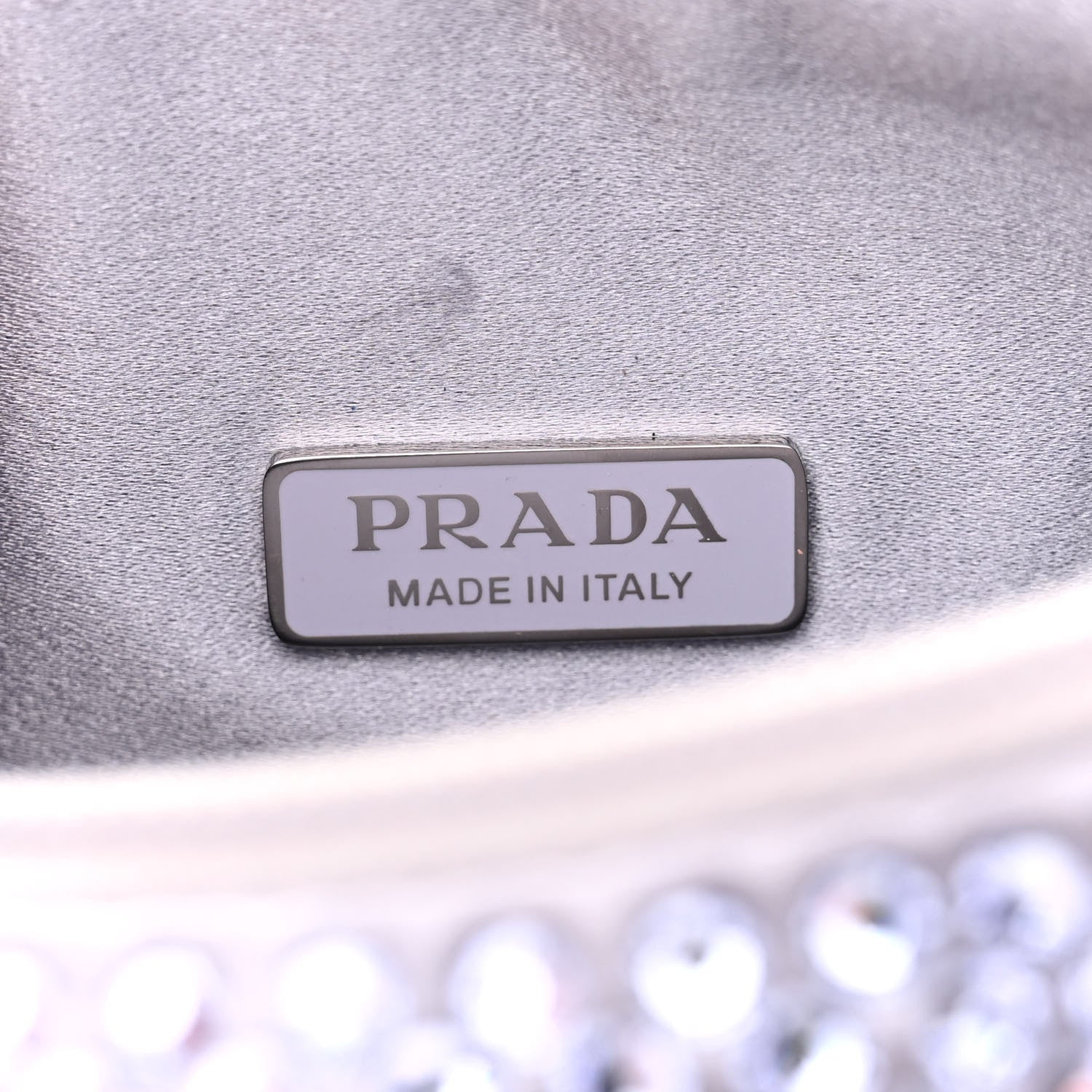 Prada Satin Crystal Mini Re-Edition 2000 Bag Glicine 7 of 11
