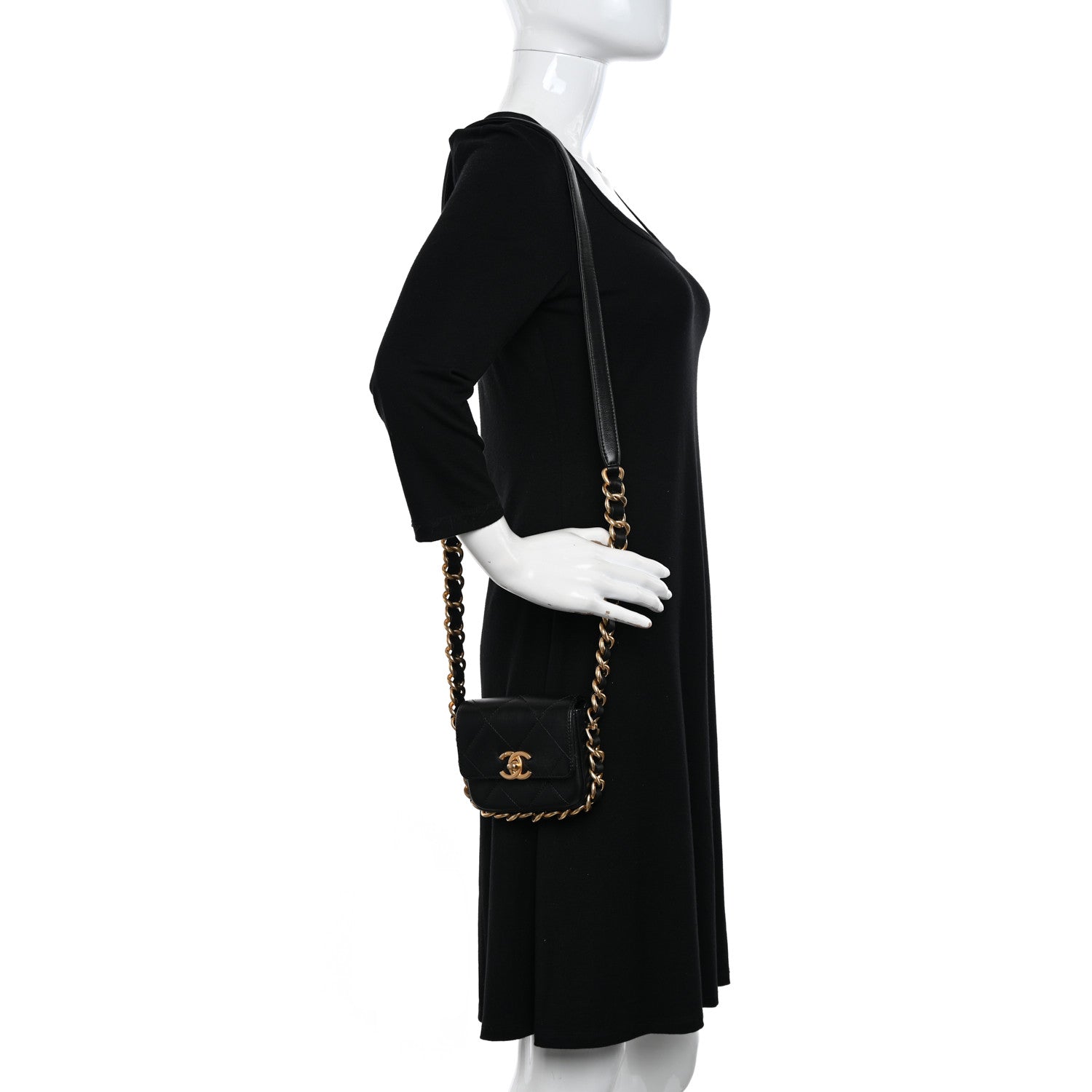 Chanel Calfskin Quilted Mini Framing Chain Bag Black 2 of 11