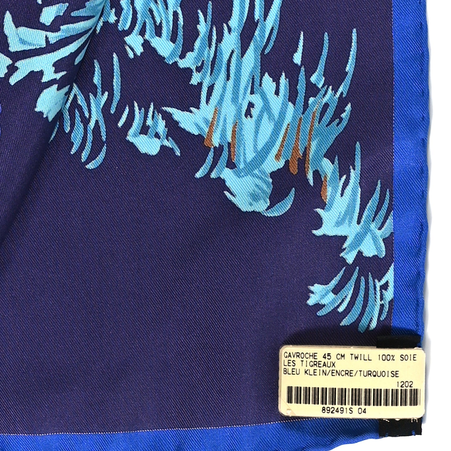 Silk Les Tigreaux Pocket Square Bleu Klein Encre Turquoise