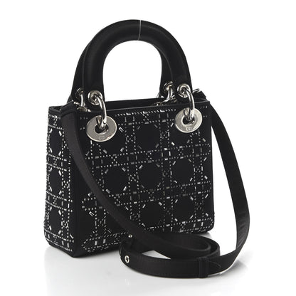 Christian Dior Satin Crystal Cannage Mini Lady Dior Black 3 of 10