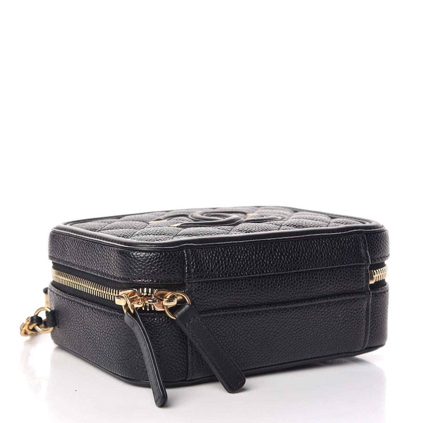 Caviar Quilted Small CC Filigree Vanity Case Black