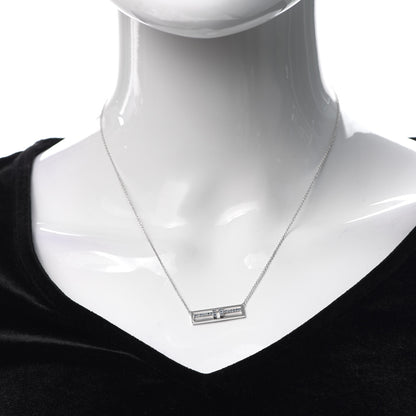Tiffany 18K White Gold Blue Sapphire T Open Horizontal Bar Pendant Necklace 2 of 6