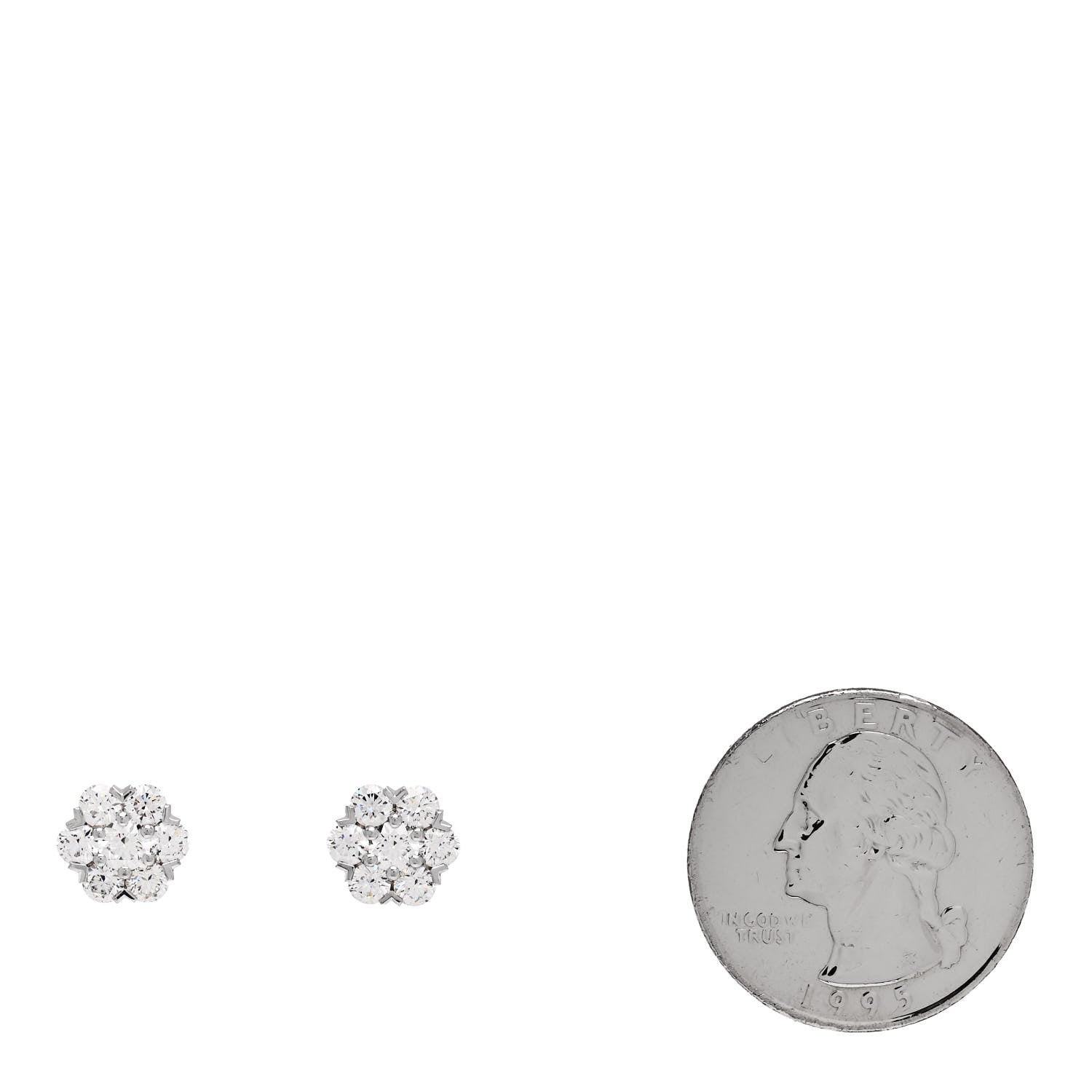 Van Cleef & Arpels 18K White Gold Diamond Fleurette Earrings 2 of 5