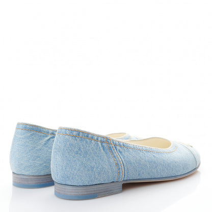 Chanel Denim CC Cap Toe Ballerina Flats 38.5 Light Blue 4 of 9
