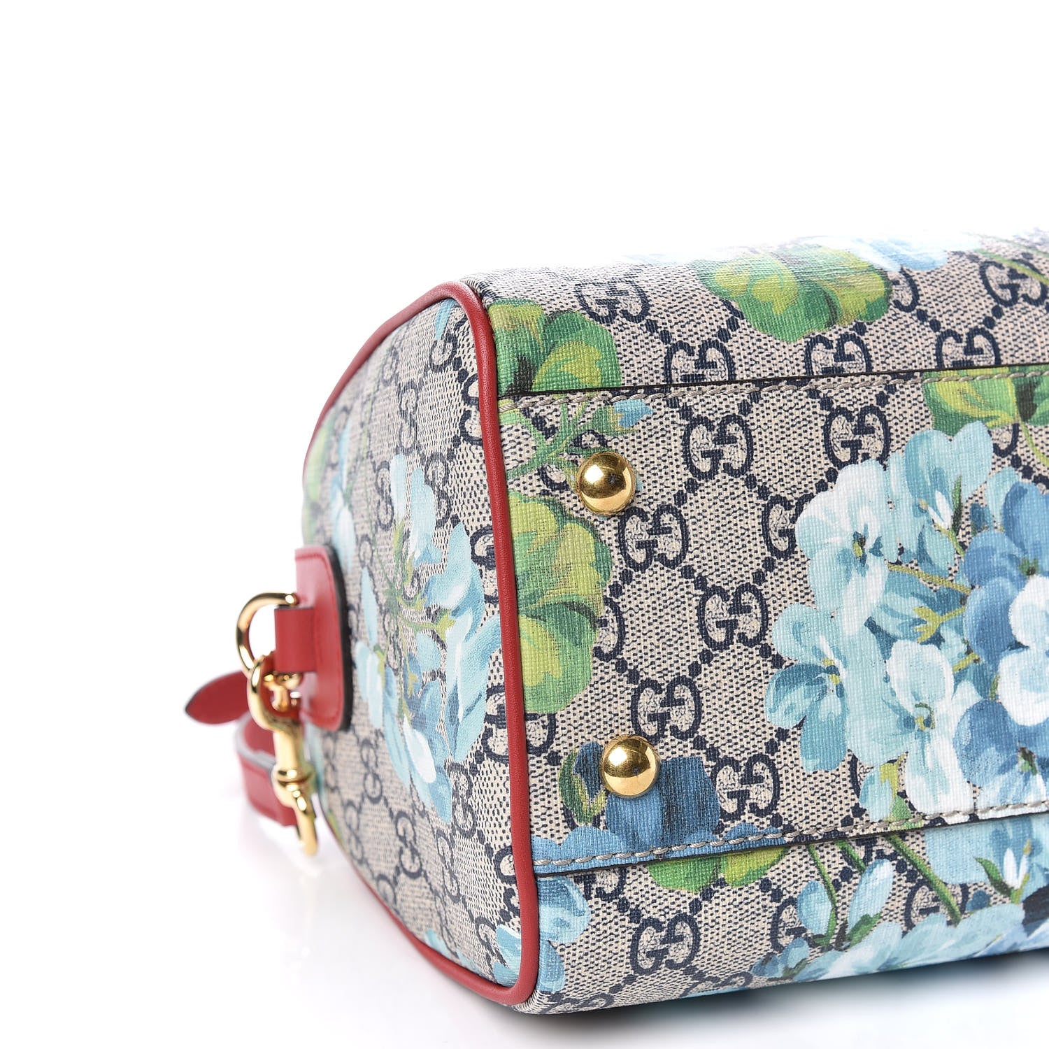 Gucci GG Supreme Monogram Blooms Small Boston Beige Blue Navy Hibiscus Red 5 of 9