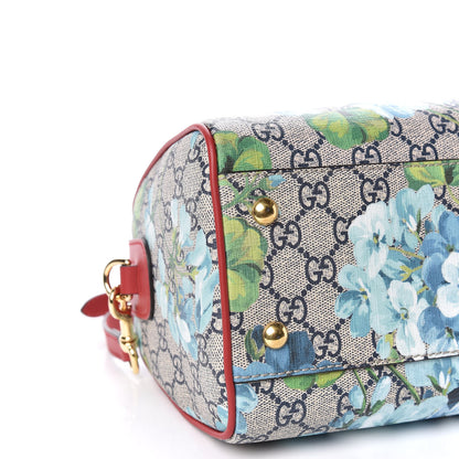 Gucci GG Supreme Monogram Blooms Small Boston Beige Blue Navy Hibiscus Red 5 of 9