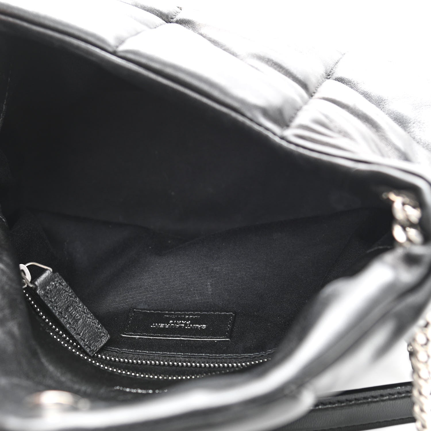 Saint Laurent Lambskin Quilted Small Loulou Puffer Monogram Chain Satchel Black 5 of 11